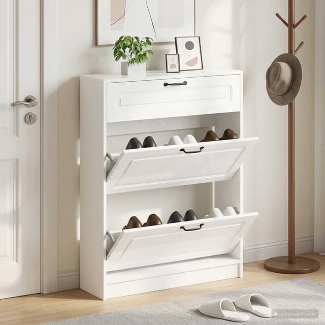 VidaXL Ντουλάπα Παπουτσιών UTRECHT 78 x 24 x 100 εκ. Γυαλιστερό Λευκό