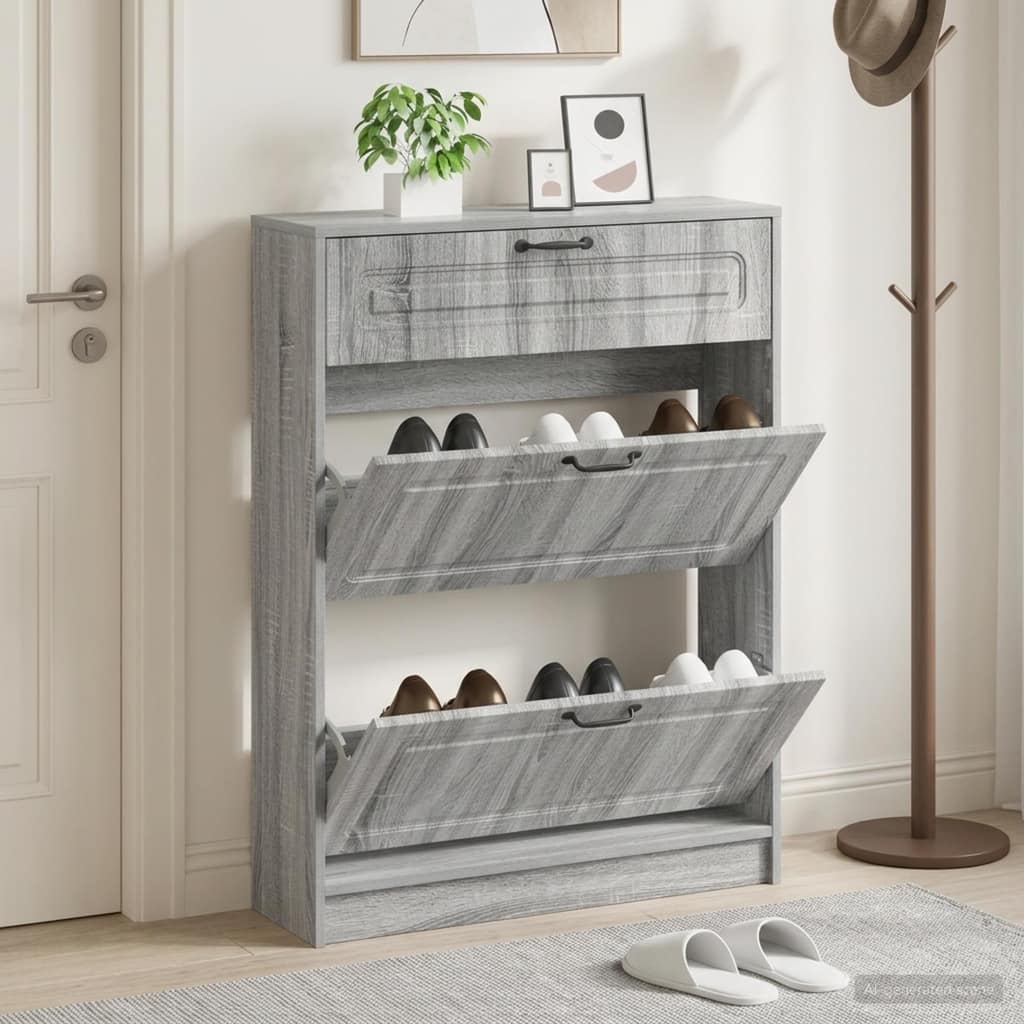 VidaXL Ντουλάπα Παπουτσιών UTRECHT 78 x 24 x 100 εκ. Γκρι Sonoma