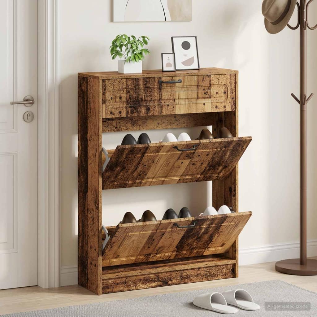 VidaXL Ντουλάπα Παπουτσιών UTRECHT 78 x 24 x 100 εκ. Παλαιωμένο ξύλο