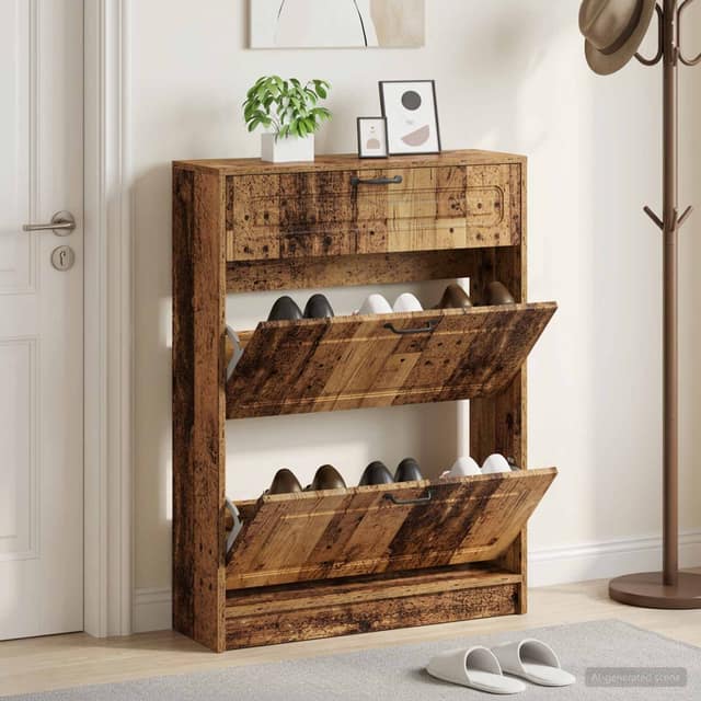 VidaXL Ντουλάπα Παπουτσιών UTRECHT 78 x 24 x 100 εκ. Παλαιωμένο ξύλο