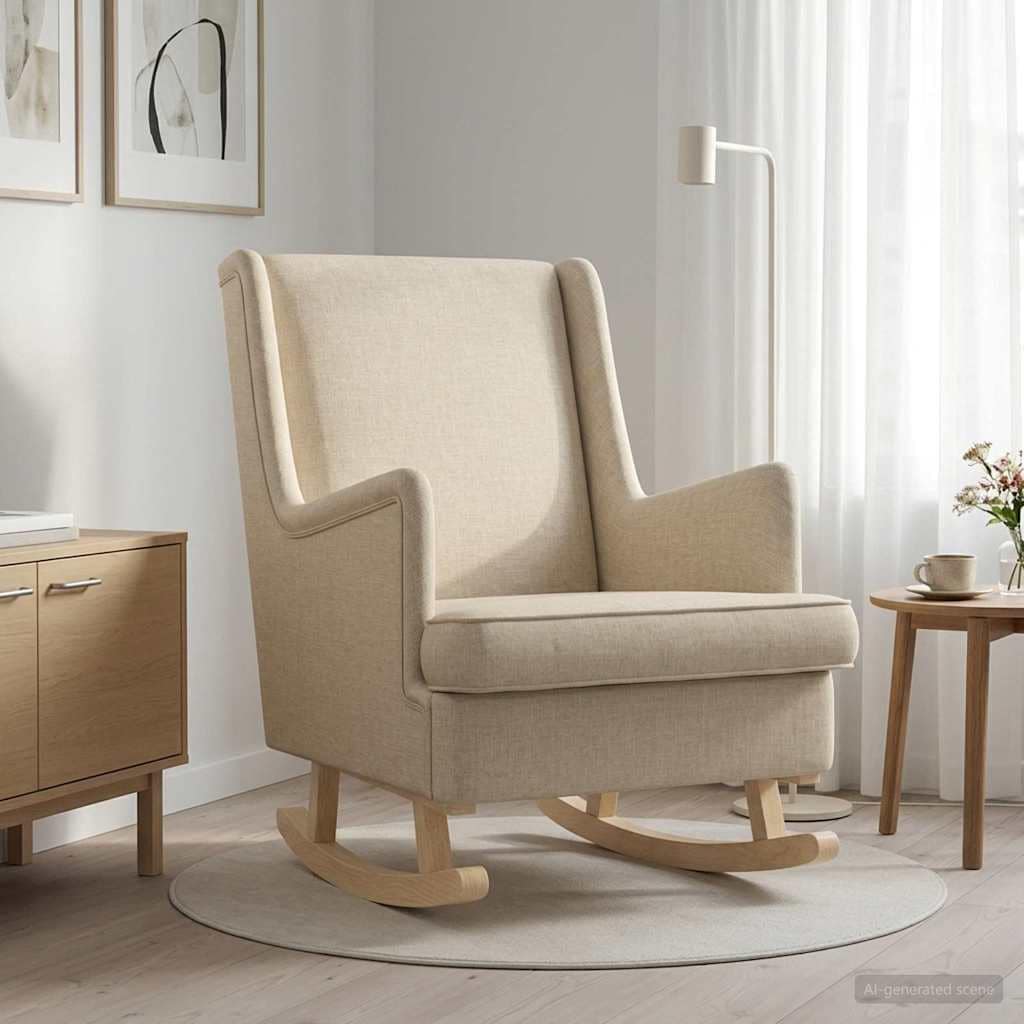 VidaXL Κουνιστή καρέκλα Κρεμ 62 x 80 x 85 εκ ύφασμα