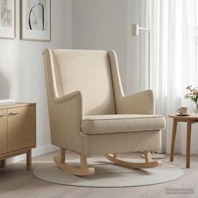 VidaXL Κουνιστή καρέκλα Κρεμ 62 x 80 x 85 εκ ύφασμα