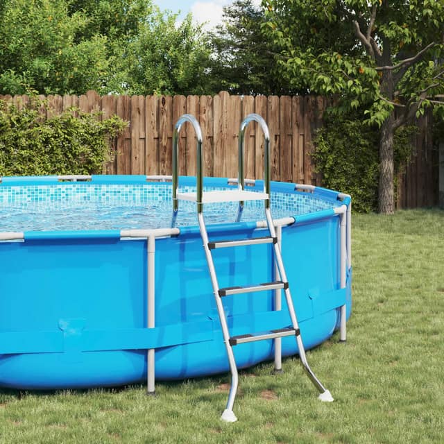VidaXL Σκάλα πισίνας πάνω από το έδαφος 100 cm 3-Step Ασημί