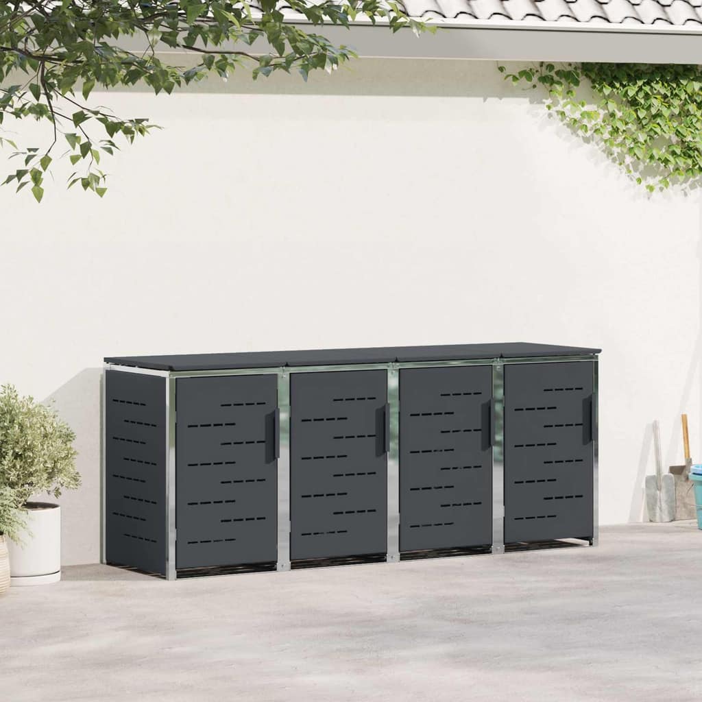 VidaXL Αποθήκευση Κάδου Γυρίσματος for 4 Bins 240L Ανοξείδωτο Ατσάλι