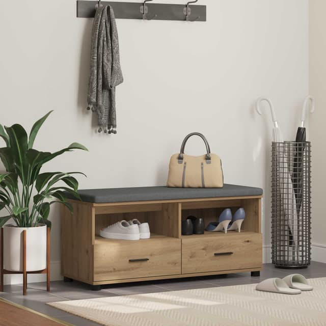 VidaXL Πάγκος Παπουτσιών με Μαξιλάρι Artisan Δρυς 100 x 38 x 46 εκ