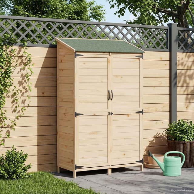 VidaXL Αποθήκη Κήπου Φυσικό 106 x 56 x 176,5 cm Στερεό Ξύλο Πεύκου