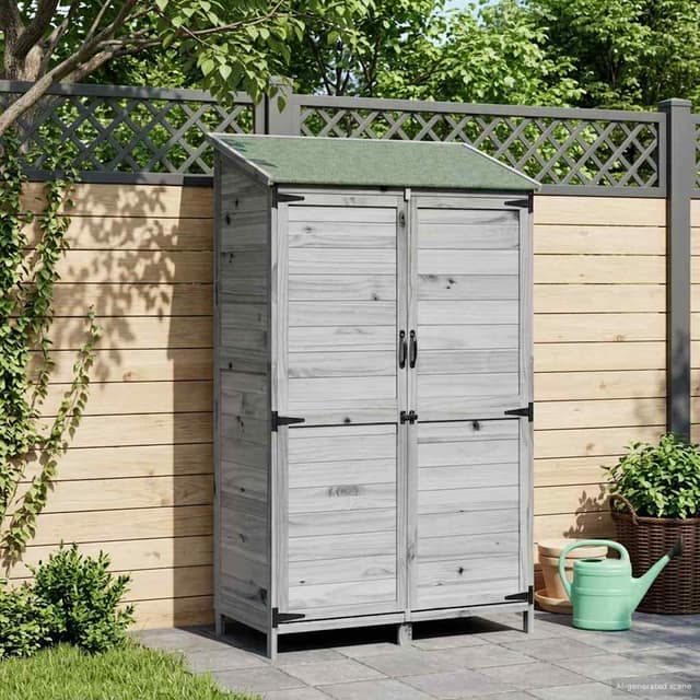 VidaXL Αποθήκη Κήπου Γκρι 106 x 56 x 176,5 cm Στερεό Ξύλο Πεύκου