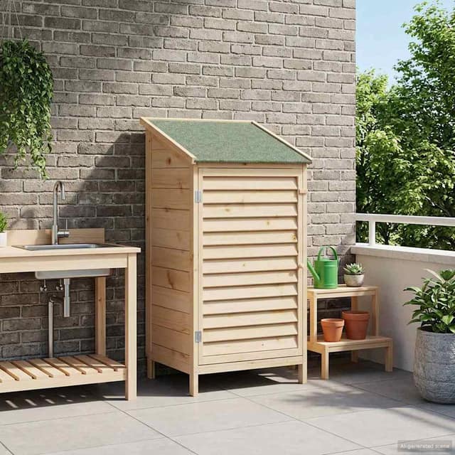 VidaXL Αποθήκη Κήπου Φυσικό 59,5 x 56 x 113,5 cm Στερεό Ξύλο Πεύκου