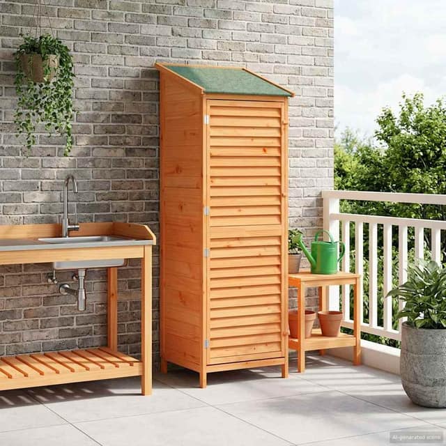 VidaXL Αποθήκη Κήπου Καφέ 59,5 x 56 x 176,5 cm Στερεό Ξύλο Πεύκου
