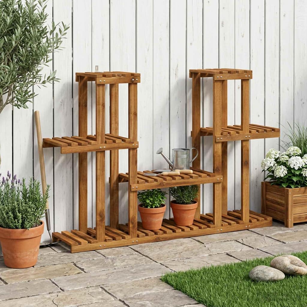 VidaXL Βάση φυτών Φυσικό 123 x 25 x 78,5 εκ. Στερεό Ξύλο Ακακίας