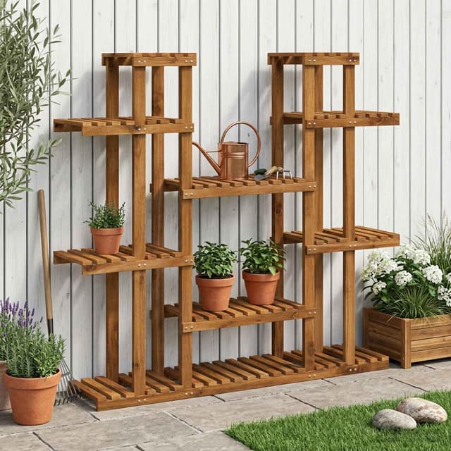 VidaXL Βάση φυτών Φυσικό 123 x 25 x 114,5 εκ. Στερεό Ξύλο Ακακίας