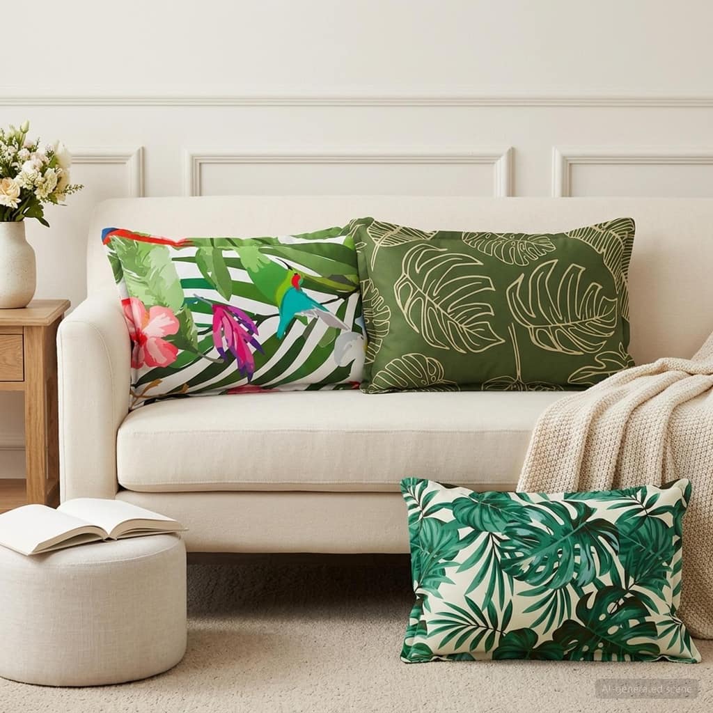 VidaXL Μαξιλάρι Ρίψης 2 τμχ. HOUTEN Σχέδιο Φύλλου 50 x 75 cm