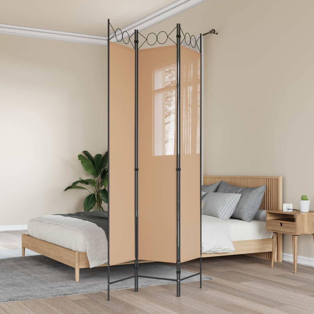 VidaXL 3-Panel Room Divider Μπεζ 120 x 220 cm Ύφασμα