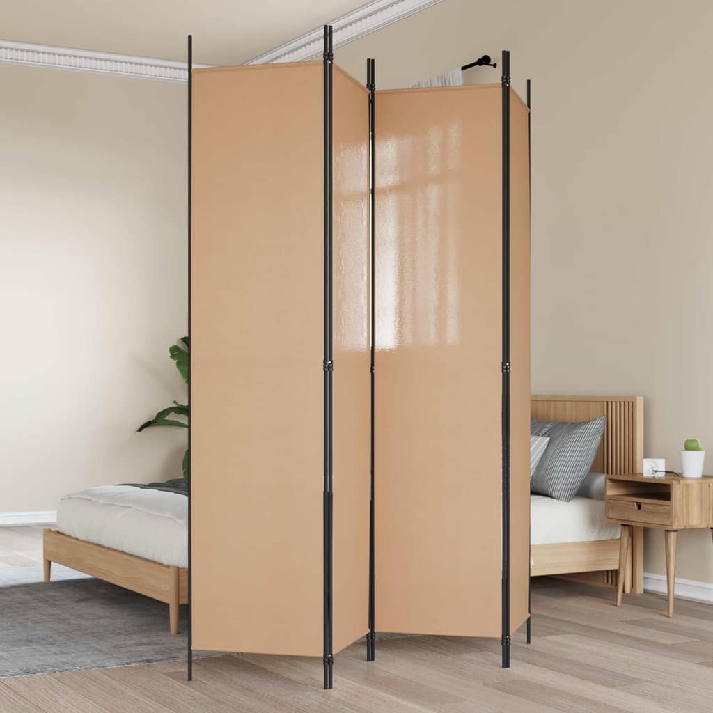 VidaXL 4-Πίνακας Διαχωριστικός Μπεζ 200 x 220 cm Ύφασμα