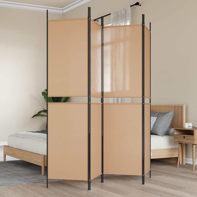 VidaXL 4-Πίνακας Διαχωριστικός Μπεζ 200 x 200 cm Ύφασμα