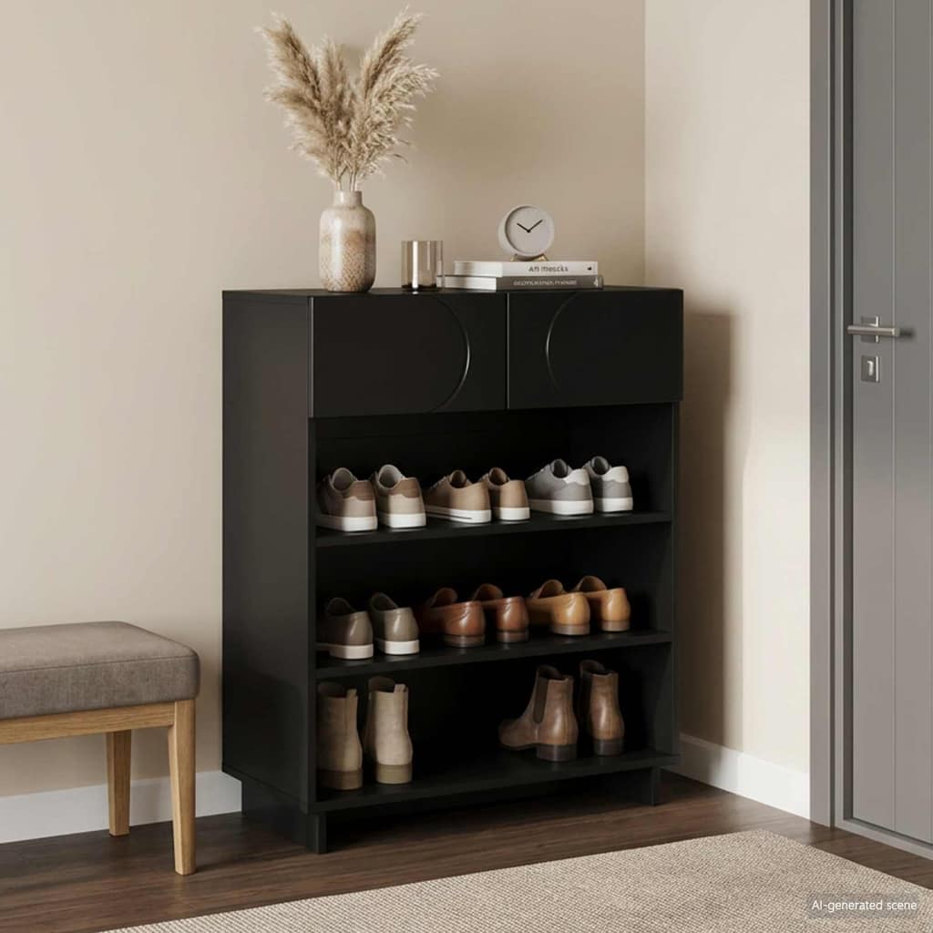 VidaXL Παπουτσοθήκη 73 x 38 x 87,5 εκ. Επεξεργασμένο ξύλο Μαύρο