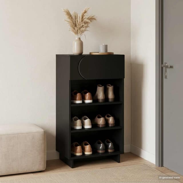 VidaXL Παπουτσοθήκη 48 x 38 x 87,5 εκ. Επεξεργασμένο ξύλο Μαύρο