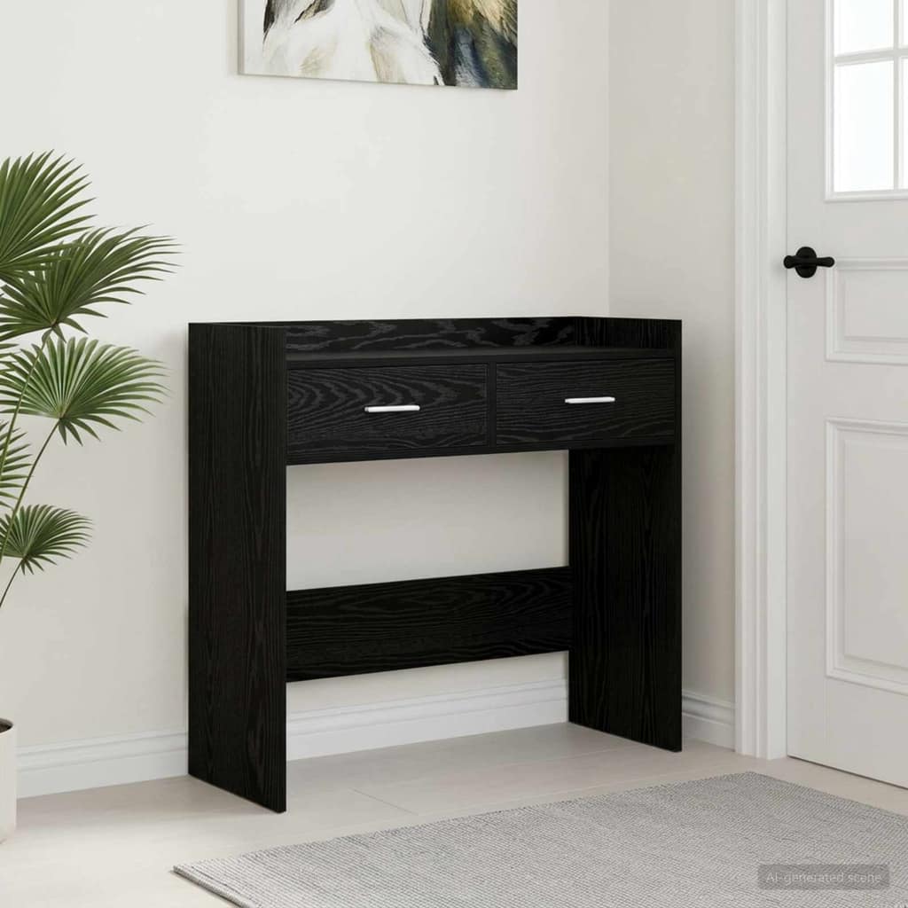 VidaXL Τραπέζι κονσόλας Μαύρη Δρυς 90 x 35 x 80 εκ Επεξεργασμένο Ξύλο