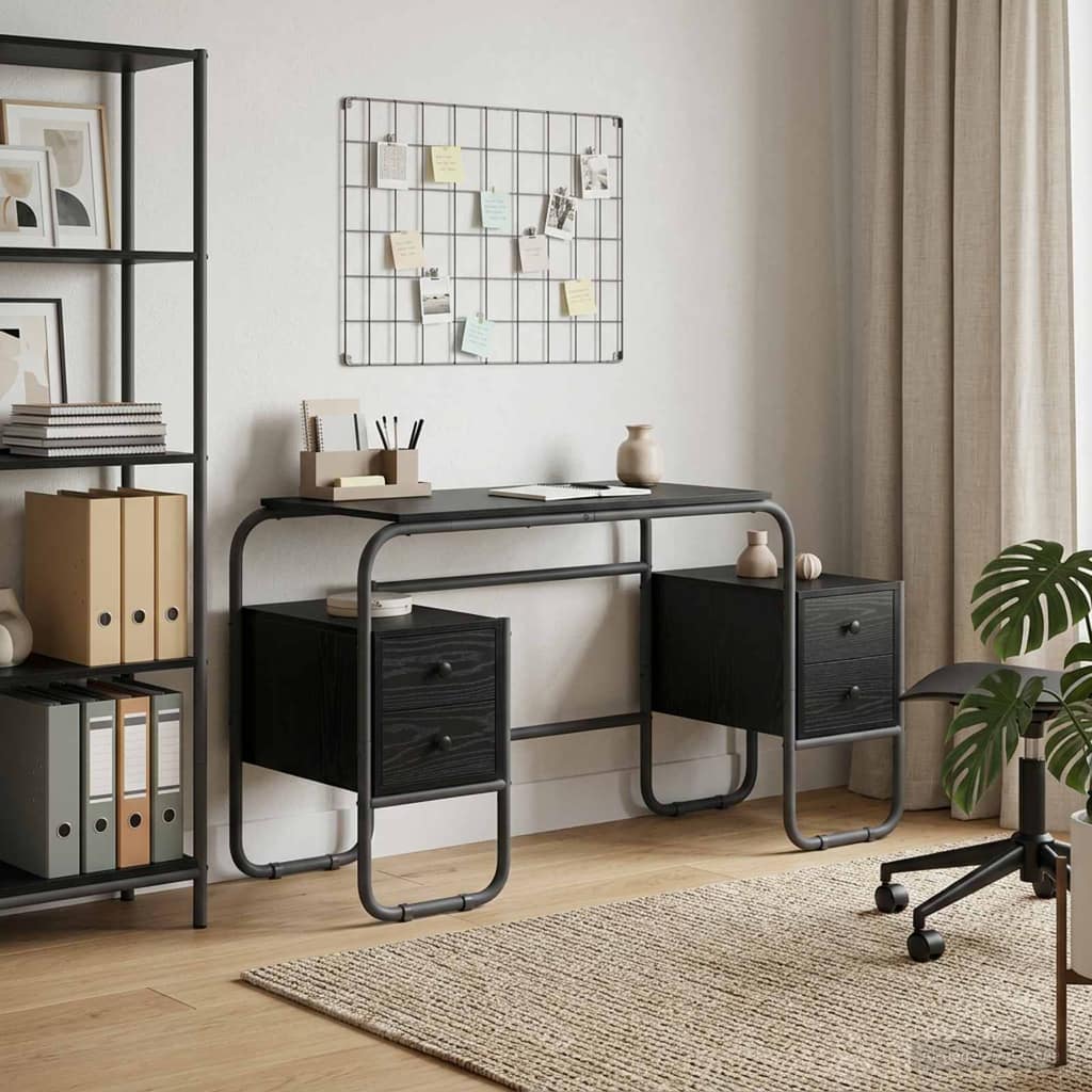 VidaXL Γραφείο με αποθηκευτικό χώρο Μαύρη Δρυς 145 x 50 x 75 cm