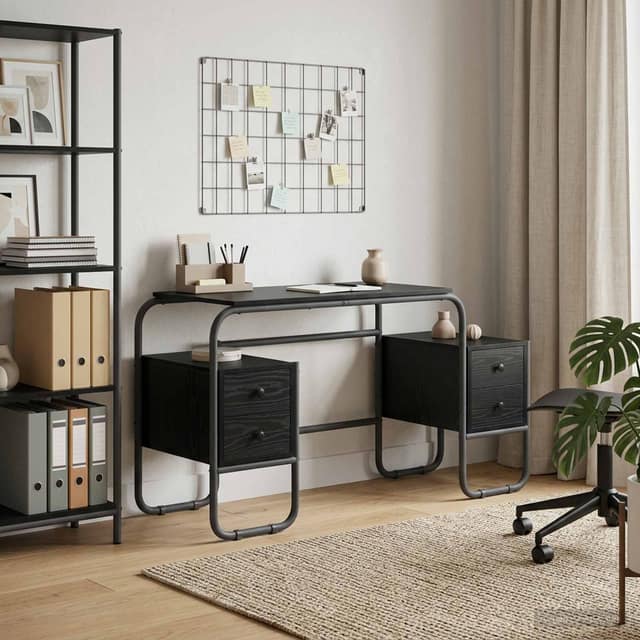 VidaXL Γραφείο με αποθηκευτικό χώρο Μαύρη Δρυς 145 x 50 x 75 cm