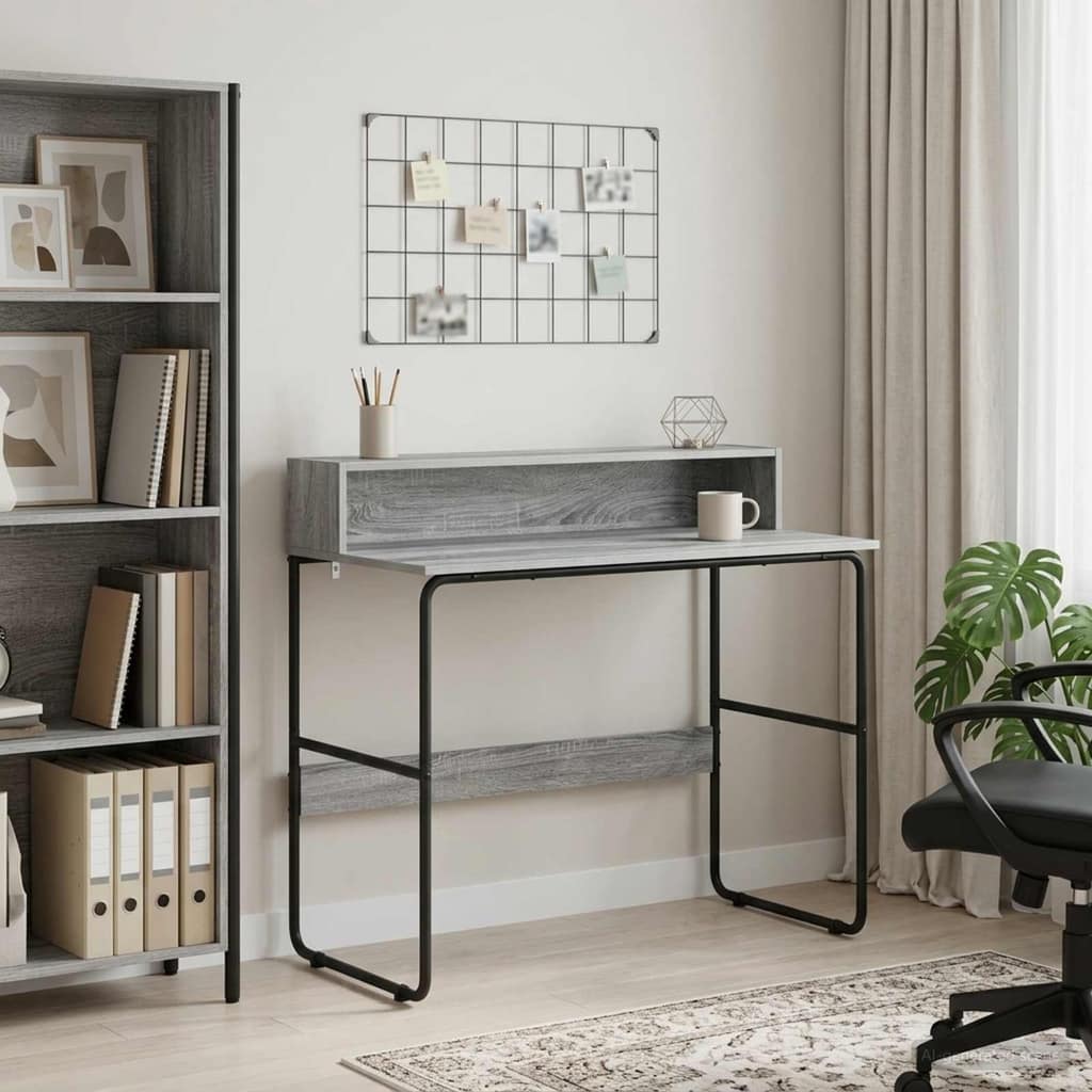 VidaXL Γραφείο με αποθηκευτικό χώρο Γκρι Sonoma 100 x 50 x 91 cm