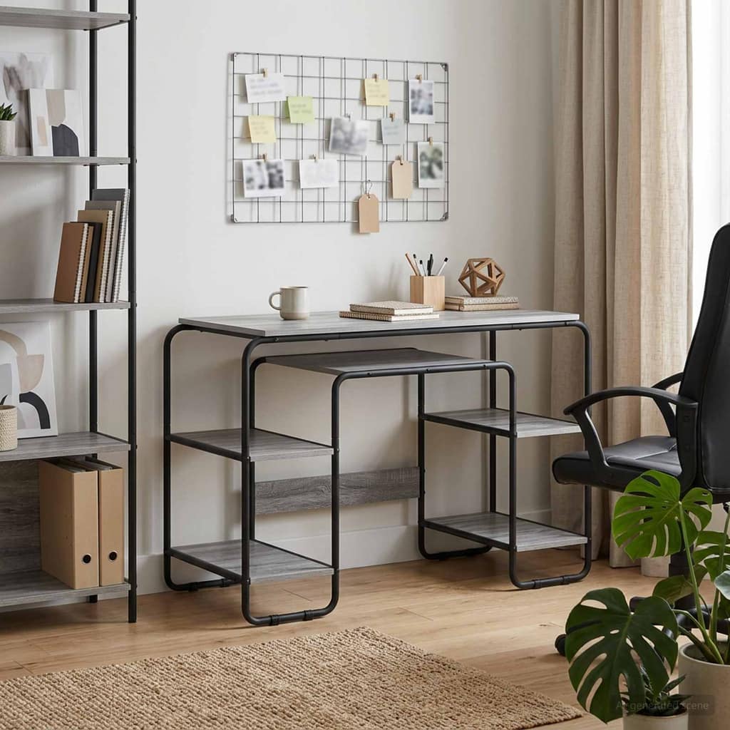 VidaXL Γραφείο με αποθηκευτικό χώρο Γκρι Sonoma 113,5 x 52 x 75,5 cm