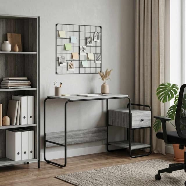VidaXL Γραφείο με αποθηκευτικό χώρο Γκρι Sonoma 131.5 x 50 x 75.5 εκ.