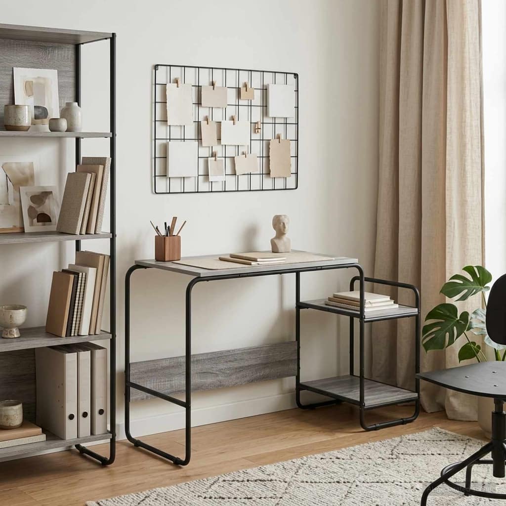 VidaXL Γραφείο με αποθηκευτικό χώρο Γκρι Sonoma 131.5 x 50 x 75.5 cm