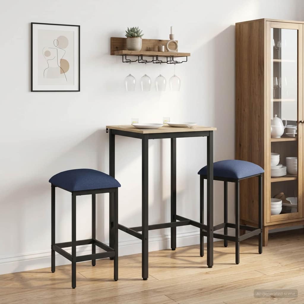 VidaXL Μπαρ σκαμπό 2 τμχ. Μπλε 40 x 32 x 74 εκ Επεξεργασμένο Ξύλο