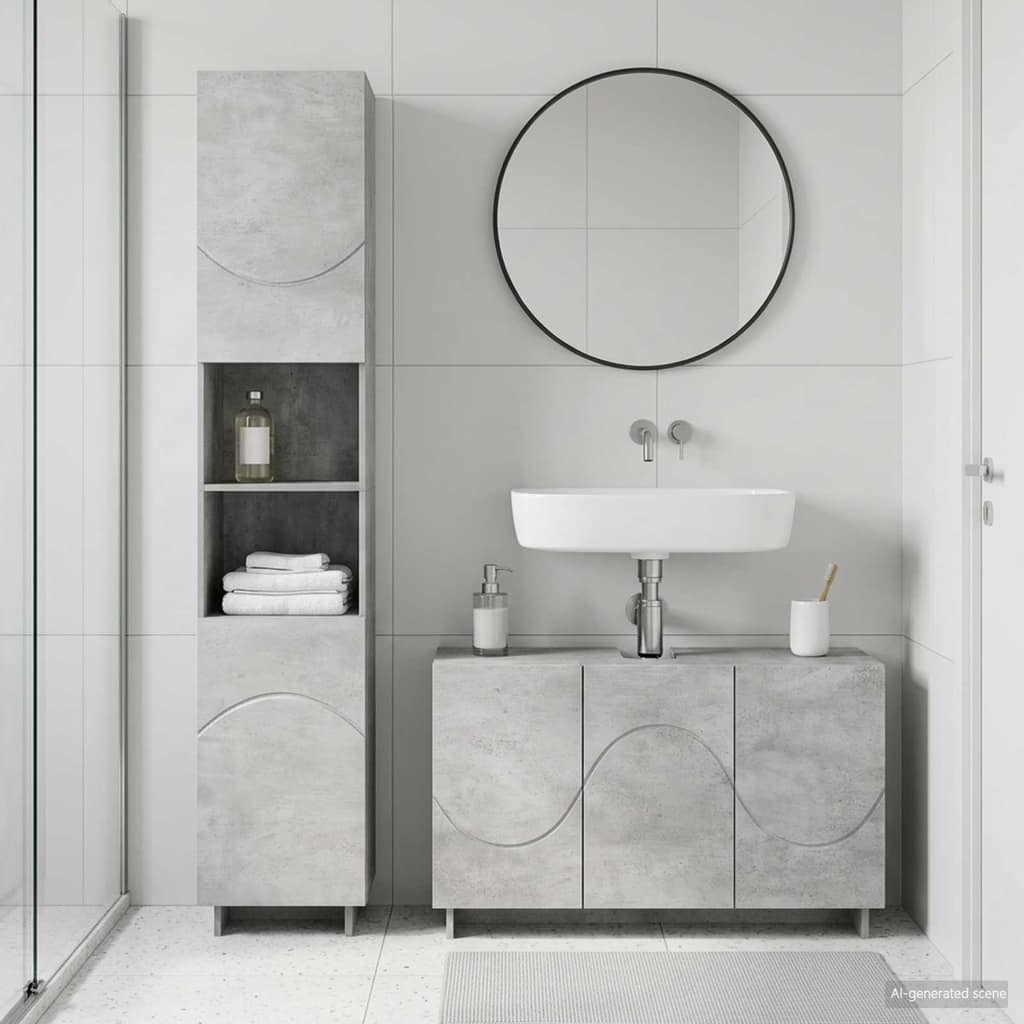 VidaXL Σετ Ντουλαπιών Μπάνιου 2 τμχ. Γκρι Σκυροδέματος