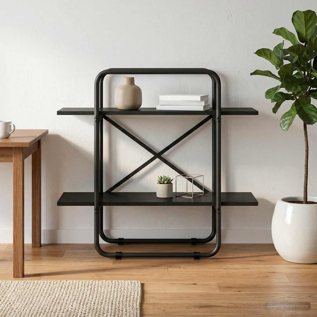 VidaXL Ράφι Βιβλίων 2 επίπεδα 60 x 35 x 70 cm PB Μαύρη Δρυς