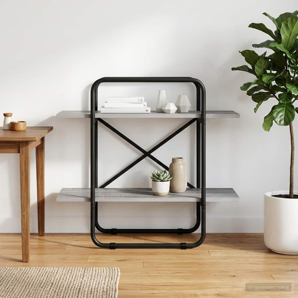 VidaXL Ράφι Βιβλίων 2 επίπεδα 60 x 35 x 70 cm PB Γκρι Sonoma