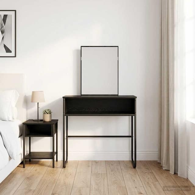 VidaXL Τραπέζι περιποίησης με ράφι Μαύρη Δρυς 81 x 40 x 131 εκ