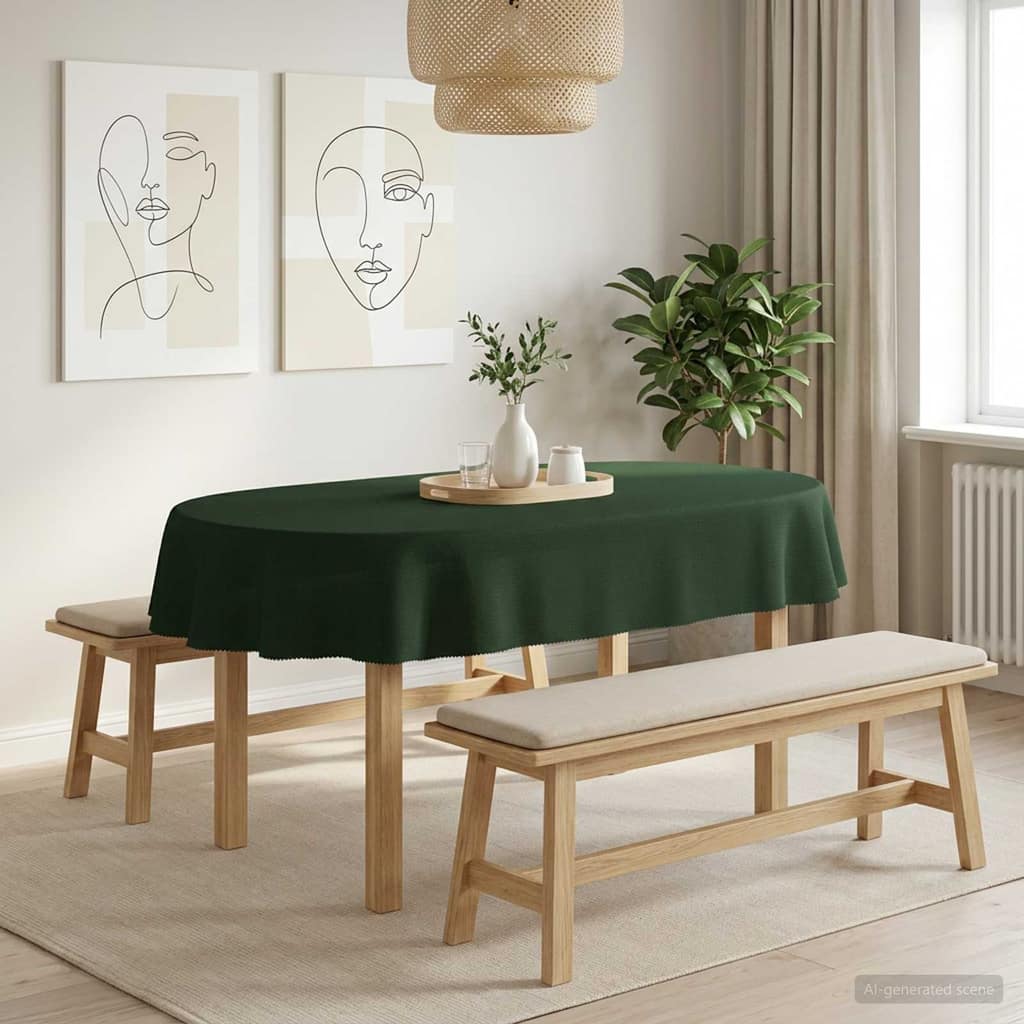 VidaXL Ύφασμα Τραπέζης 5 τμχ. Σκούρο Πράσινο 160 x 220 cm Ωοειδής