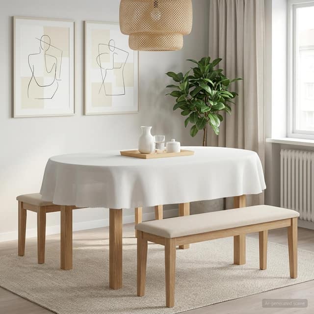 VidaXL Ύφασμα Τραπέζης 5 τμχ. Λευκό 130 x 180 εκ. Ωοειδής
