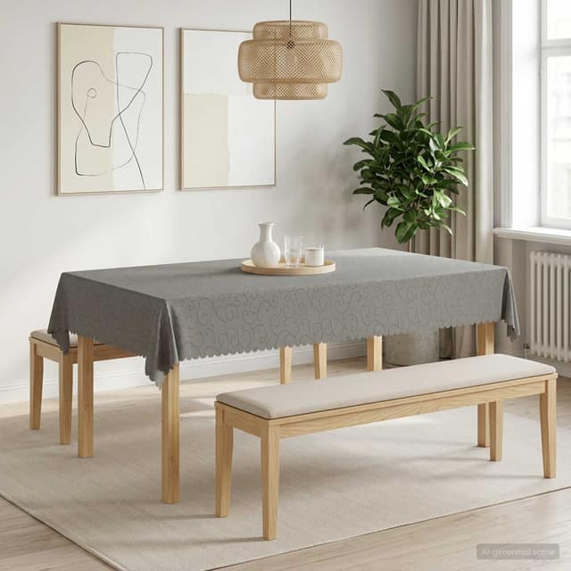 VidaXL Ύφασμα Τραπέζης 5 τμχ. Ανοιχτό γκρι 140 x 220 cm Ορθογώνιος