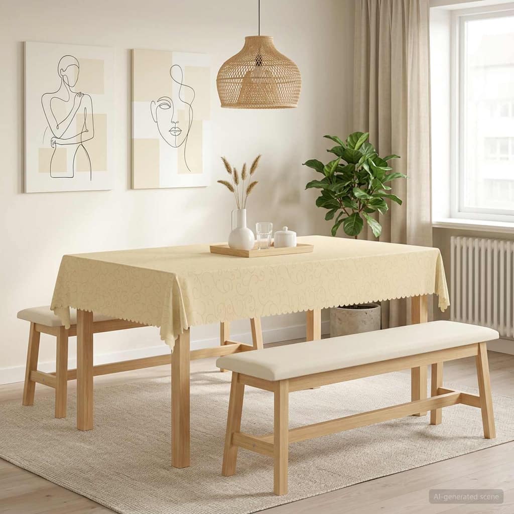 VidaXL Ύφασμα Τραπέζης 5 τμχ. Λευκό κρεμ 110 x 160 cm Ορθογώνιος