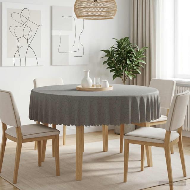 VidaXL Ύφασμα Τραπέζης 5 τμχ. Ανοιχτό γκρι Διάμ. 140 cm Γύρος