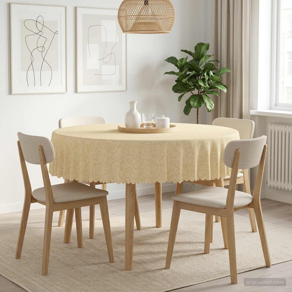 VidaXL Ύφασμα Τραπέζης 5 τμχ. Λευκό κρεμ Διάμ. 160 cm Γύρος