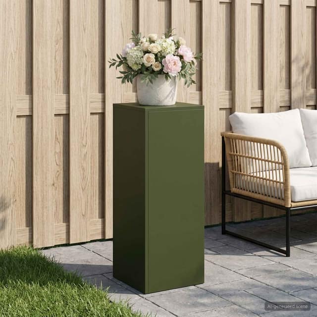 VidaXL Βάση φυτών Λαδί 30 x 30 x 80 cm Ατσάλι Σκληρυθέν στον Αέρα