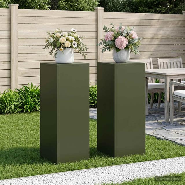 VidaXL Βάση φυτών 2 pcs Λαδί 30 x 30 x 80 cm Ατσάλι