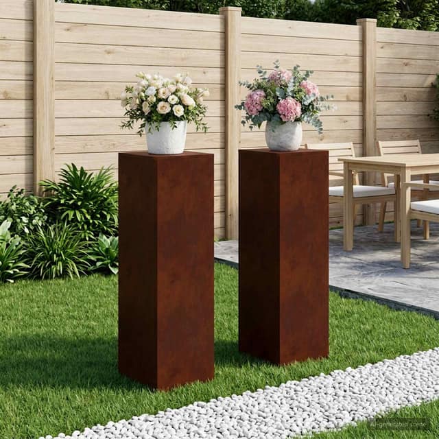 VidaXL Βάση φυτών 2 τμχ. Σκ rusty 30 x 30 x 100 εκ