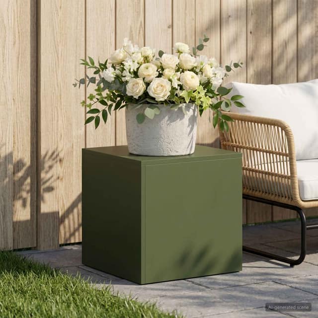 VidaXL Βάση φυτών Λαδί 40 x 40 x 40 cm Ατσάλι Σκληρυθέν στον Αέρα