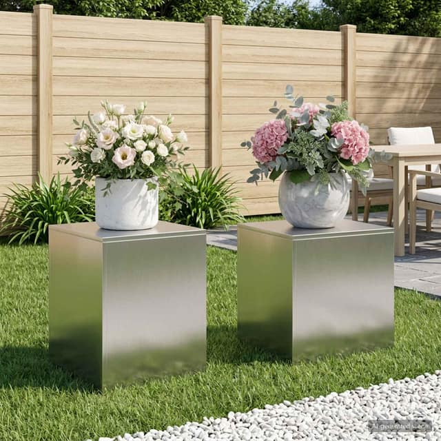 VidaXL Βάση φυτών 2 pcs Ασημί 40 x 40 x 40 cm Ατσάλι