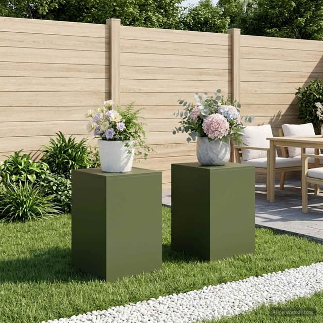 VidaXL Βάση φυτών 2 pcs Λαδί 40 x 40 x 60 cm Ατσάλι