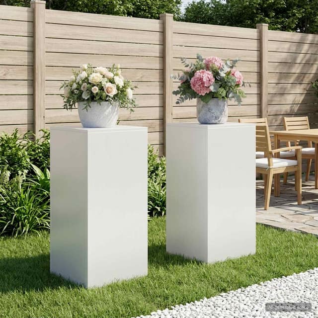 VidaXL Βάση φυτών 2 τμχ. Λευκό 40 x 40 x 80 cm Ατσάλι