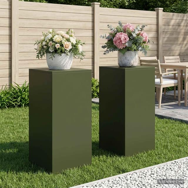 VidaXL Βάση φυτών 2 τμχ. Λαδί 40 x 40 x 80 cm Ατσάλι
