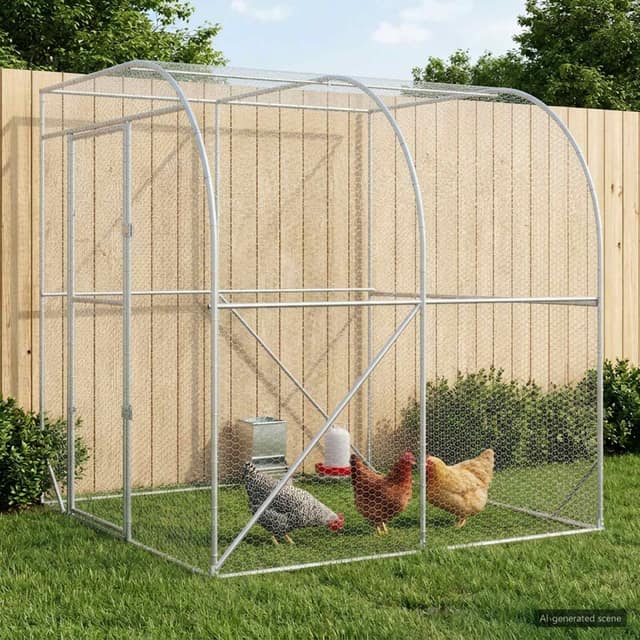 VidaXL Κοτέτσι Ασημί 200 x 200 x 215 εκ Γαλβανισμένος Χάλυβας