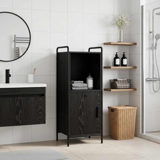 VidaXL Ντουλάπι Μπάνιου Μαύρη Δρυς 40 x 36 x 99,5 εκ.