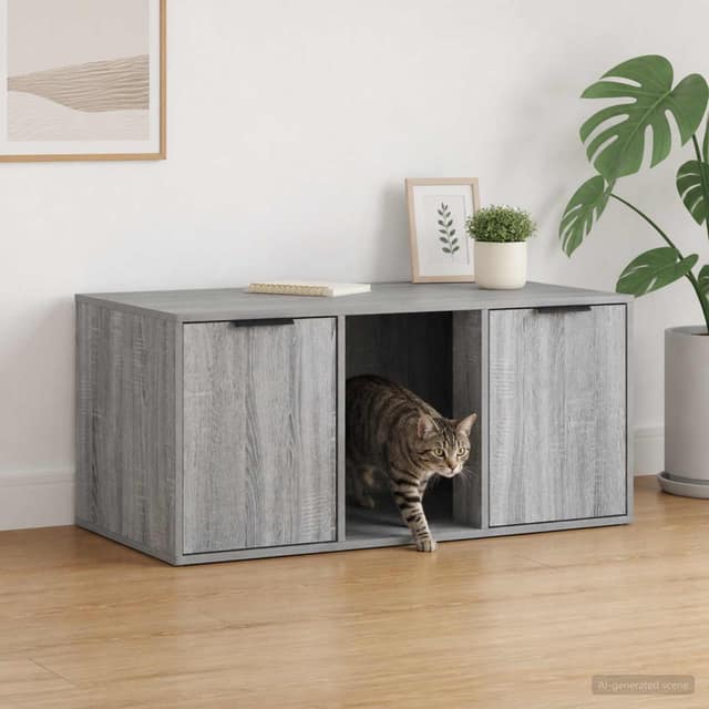 VidaXL Έπιπλο Κλουβί Γάτας Γκρι Sonoma 100 x 49 x 45 εκ.